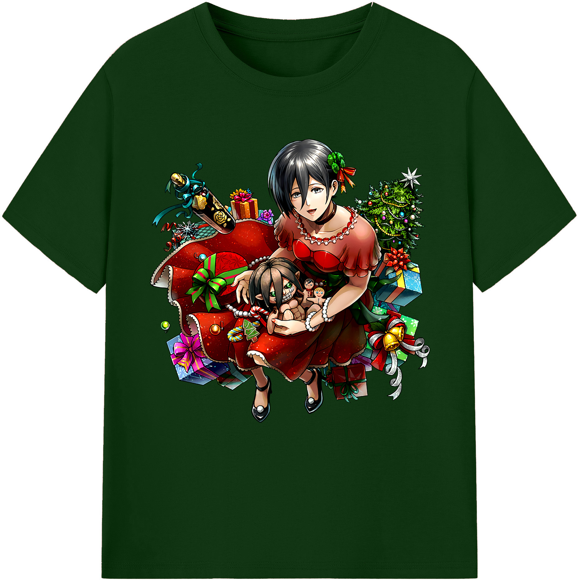 （画像用） 進撃の巨人 ミカサ·アッカーマン Attack on Titan Mikasa Ackerman 綿100％半袖Tシャツ（フロントプリント）